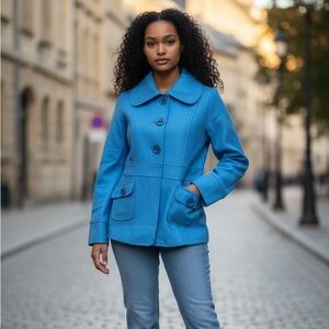 Tulle Light Blue Pea Coat
